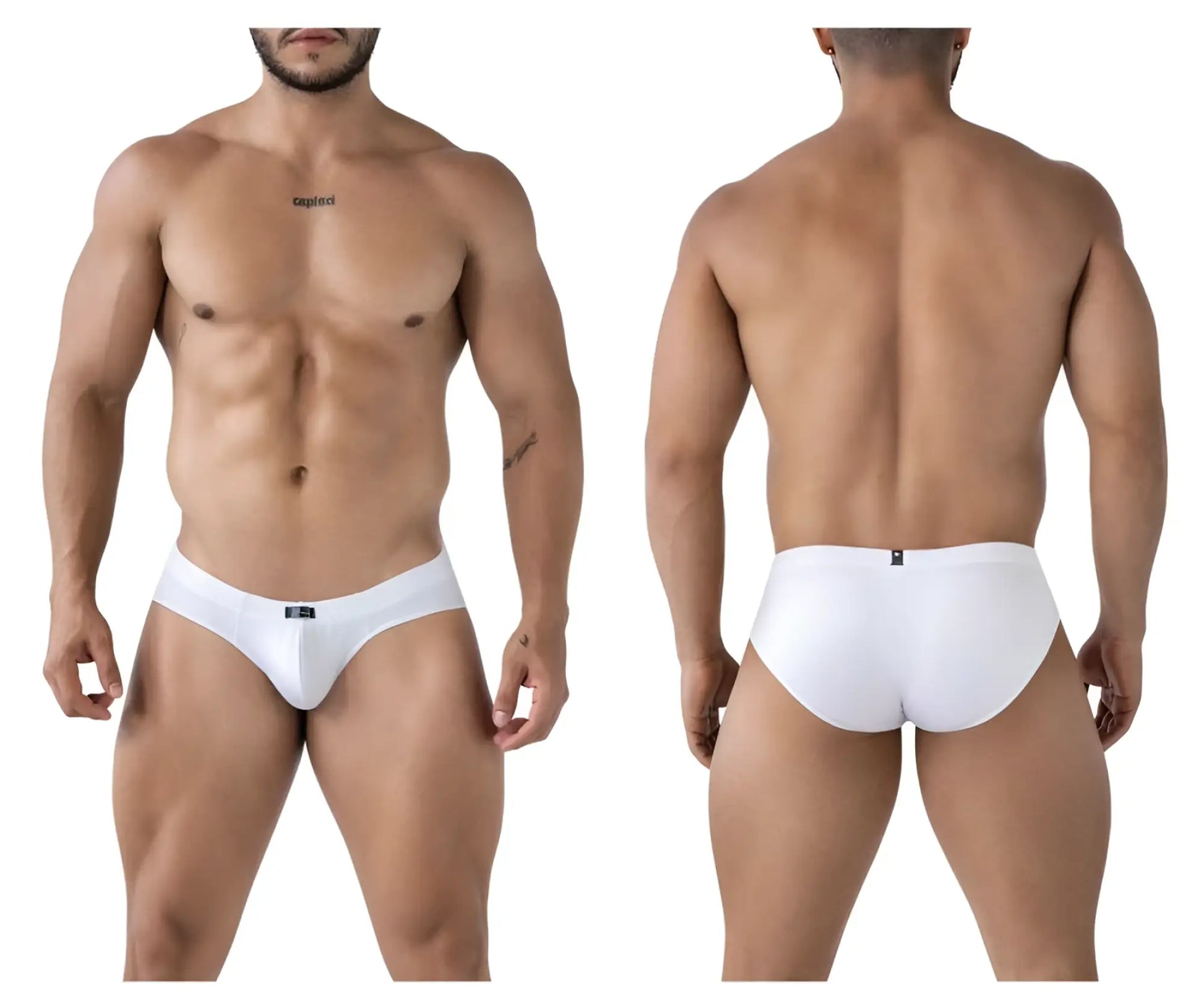 White xtremen 91207b microfiber briefs with sleek form fitting design and subtle brand logo on waistband