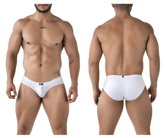 White xtremen 91207b microfiber briefs with sleek form fitting design and subtle brand logo on waistband