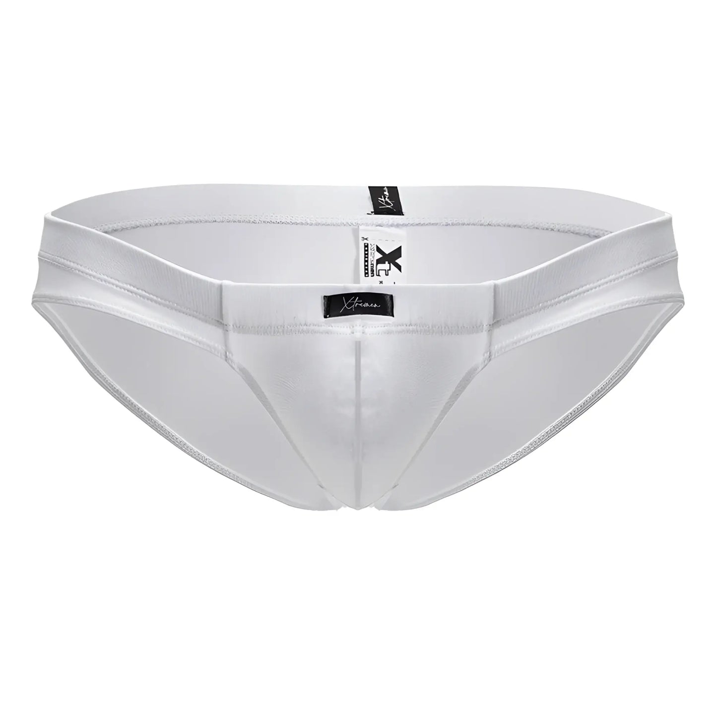 Xtremen 91207B white microfiber men’s briefs with a sleek satin-like finish and form-fitting design
