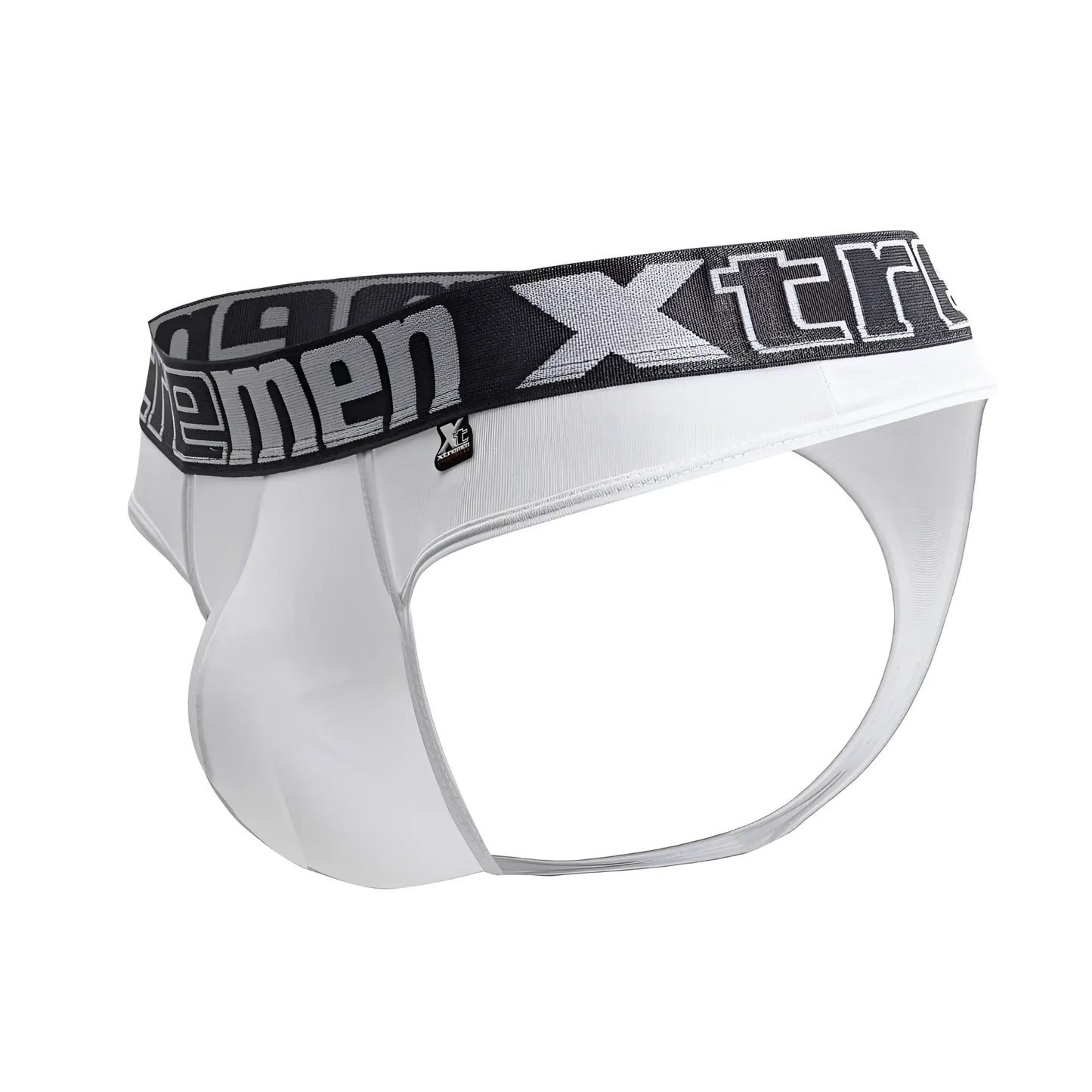 White xtremen 91208b microfiber briefs with black waistband gray xtreme branding and xp logo tag