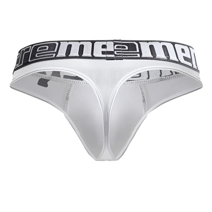 White xtremen 91208b microfiber thong for men with black and white extreme men waistband front view