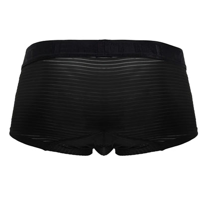 Black xtremen 91209b microfiber trunks with ribbed texture and elastic waistband designed for men