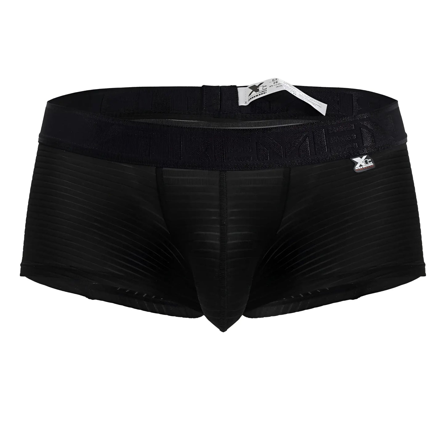 Black xtremen 91209b microfiber trunks with ribbed fabric and elastic waistband featuring the brand logo