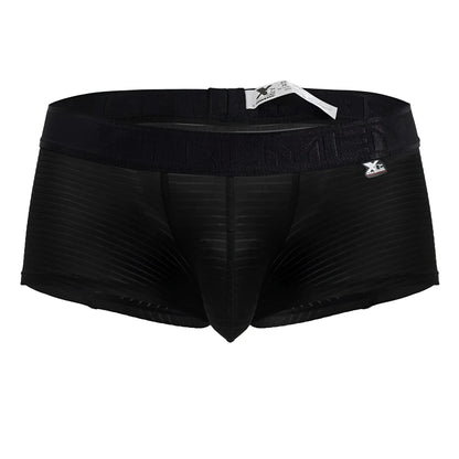 Black xtremen 91209b microfiber trunks with ribbed fabric and elastic waistband featuring the brand logo