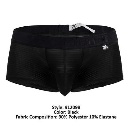 Black xtremen 91209b microfiber trunks with ribbed fabric and elastic waistband featuring brand logo