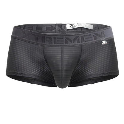 Black xtremen 91209b microfiber trunks in gray with textured ribbed fabric and elastic waistband branded with xtremen