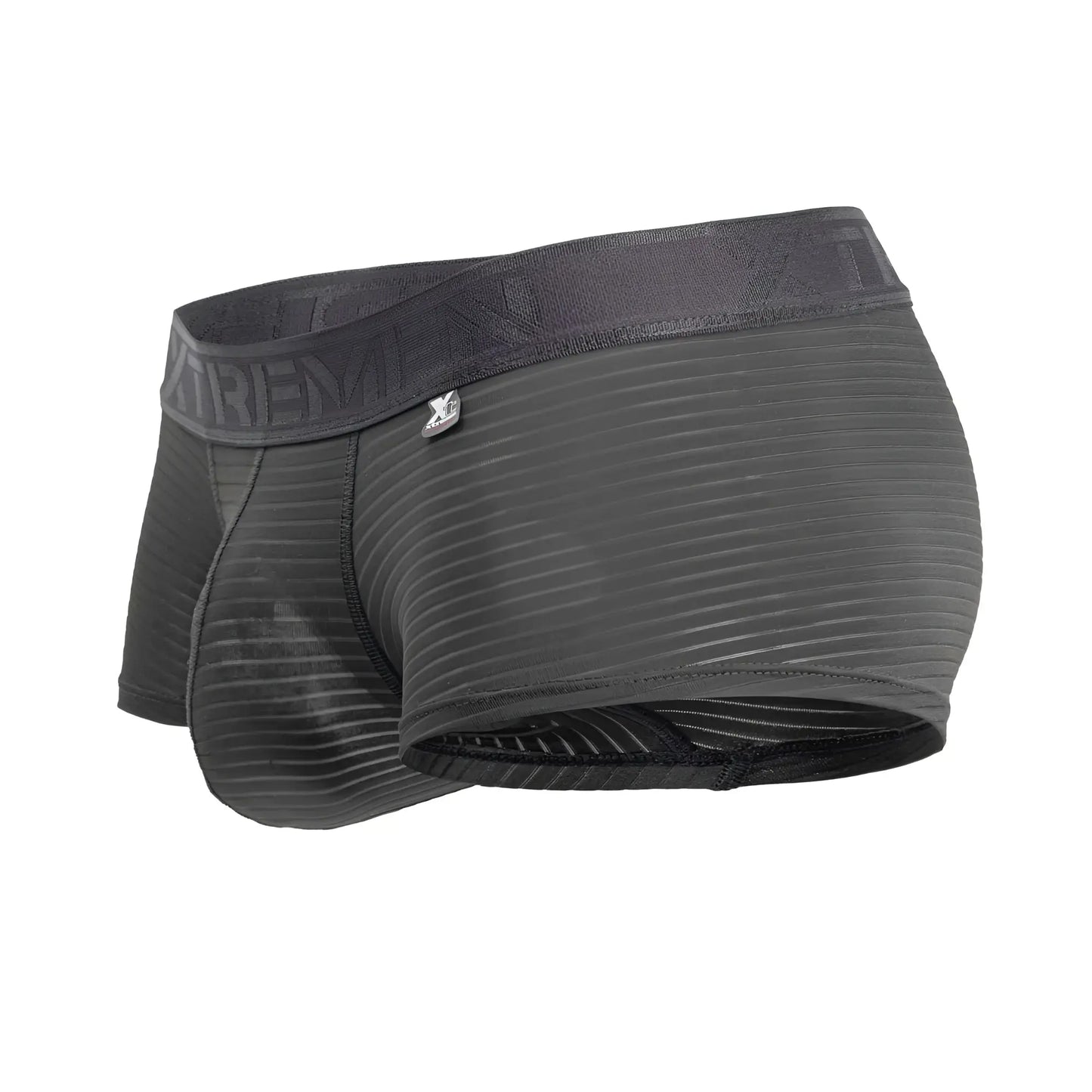 Dark gray xtremen 91209b microfiber trunks with ribbed fabric and elastic waistband featuring extreme brand name