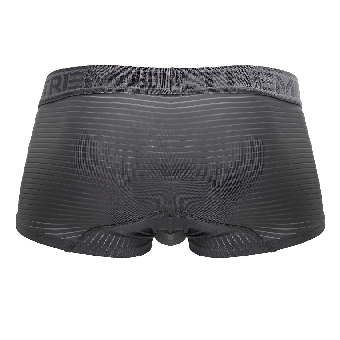 Dark gray xtremen 91209b microfiber trunks with ribbed texture and elastic waistband featuring tremen logo