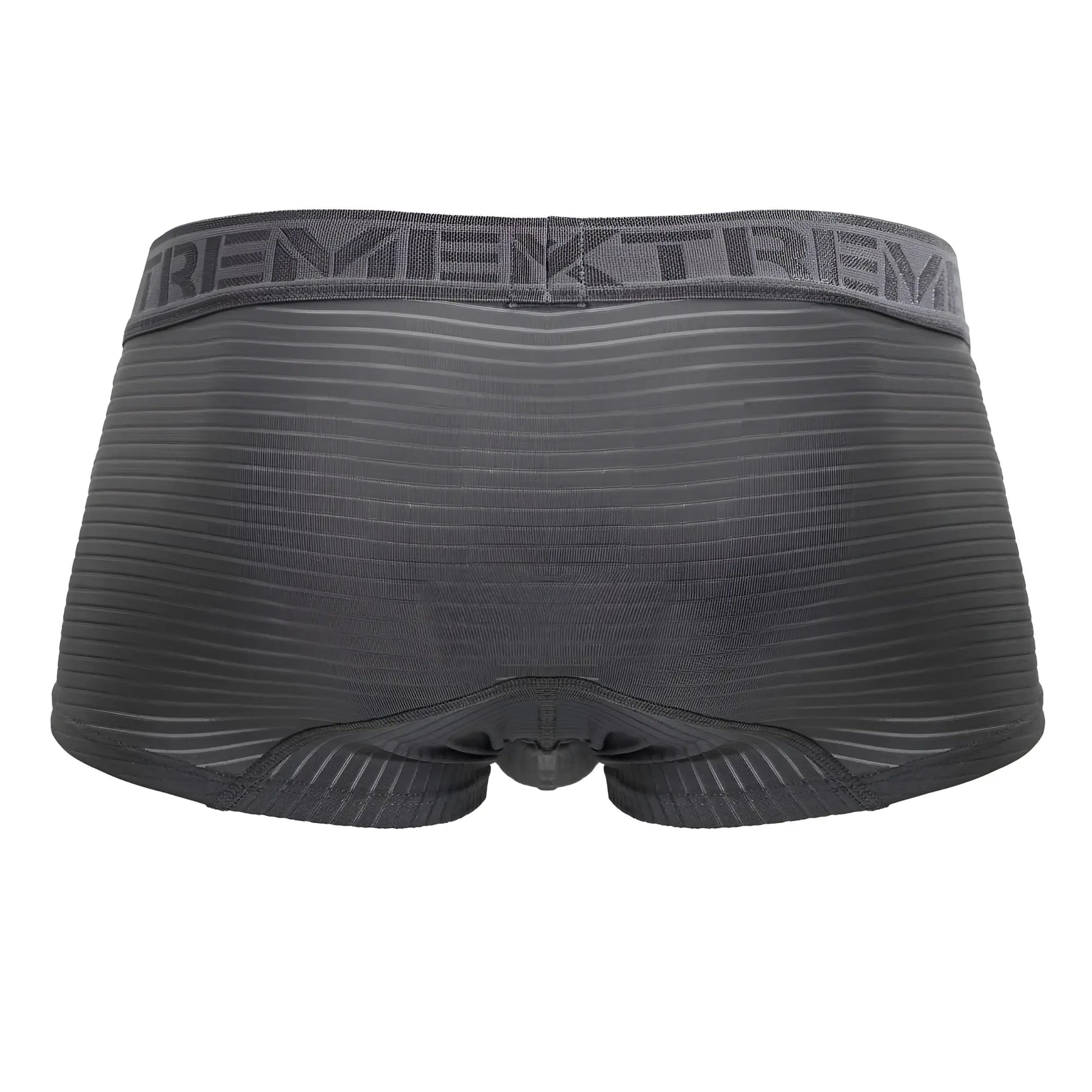 Dark gray xtremen 91209b microfiber trunks with ribbed texture and elastic waistband featuring tremen logo