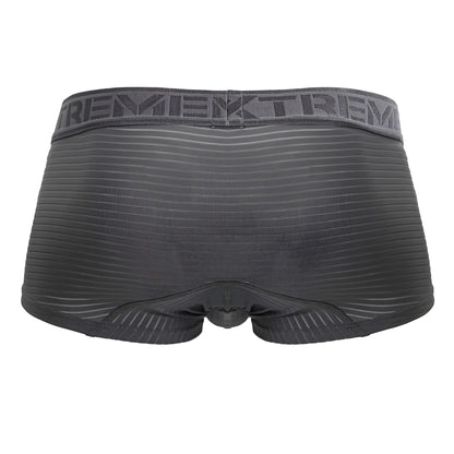 Dark gray xtremen 91209b microfiber trunks with ribbed texture and elastic waistband featuring tremen logo