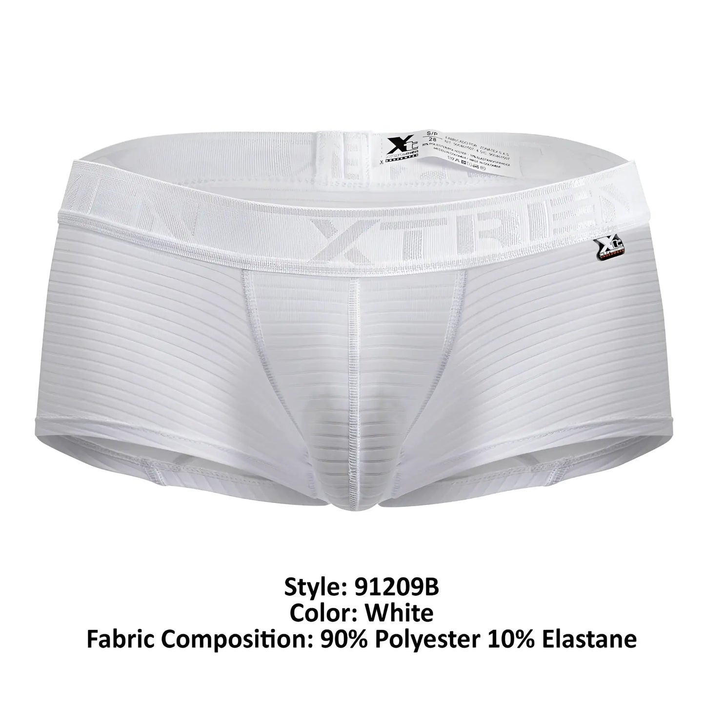 White xtremen 91209b microfiber briefs with ribbed texture and elastic waistband featuring xtreme logo
