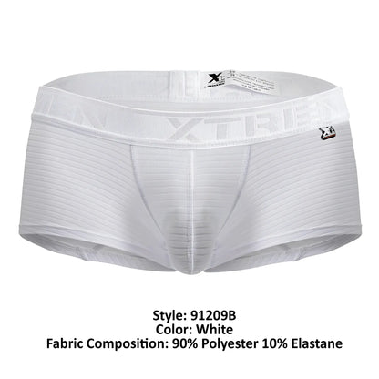 White xtremen 91209b microfiber briefs with ribbed texture and elastic waistband featuring xtreme logo