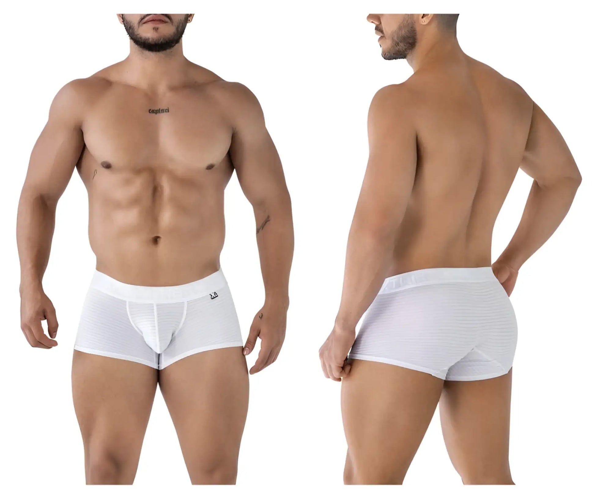 White xtremen 91209b microfiber trunks with subtle textured pattern and small logo on waistband