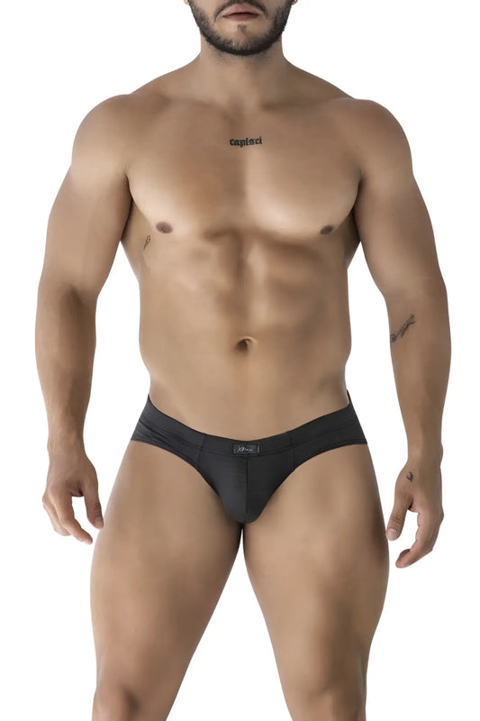 Black xtremen 91210b microfiber briefs with sleek form-fitting design and subtle waistband logo