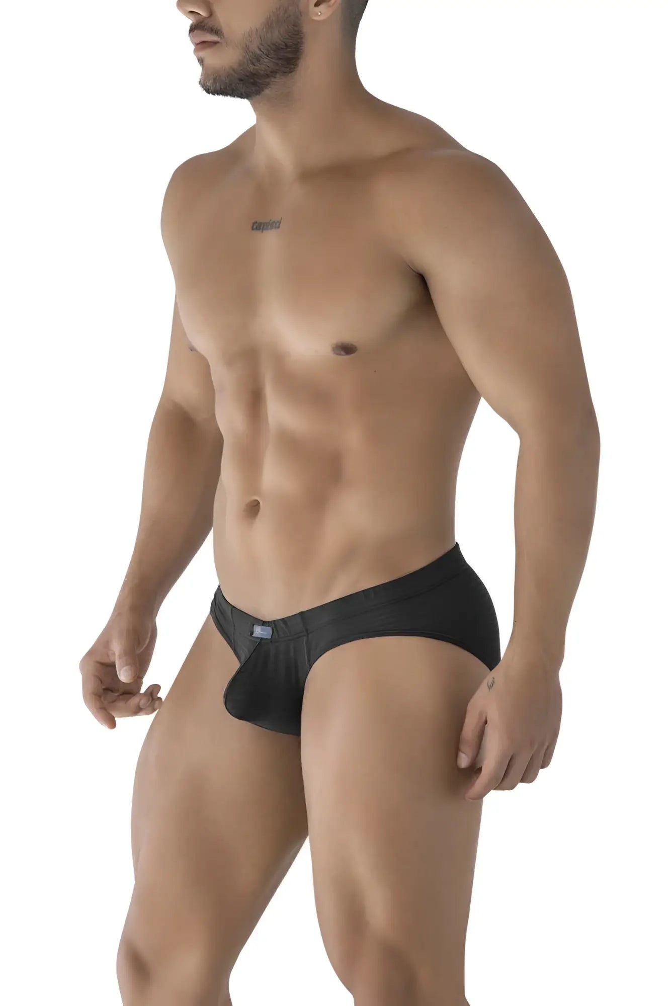 Black xtremen 91210b microfiber briefs with smooth stretchy fabric and subtle logo on waistband in form fitting design