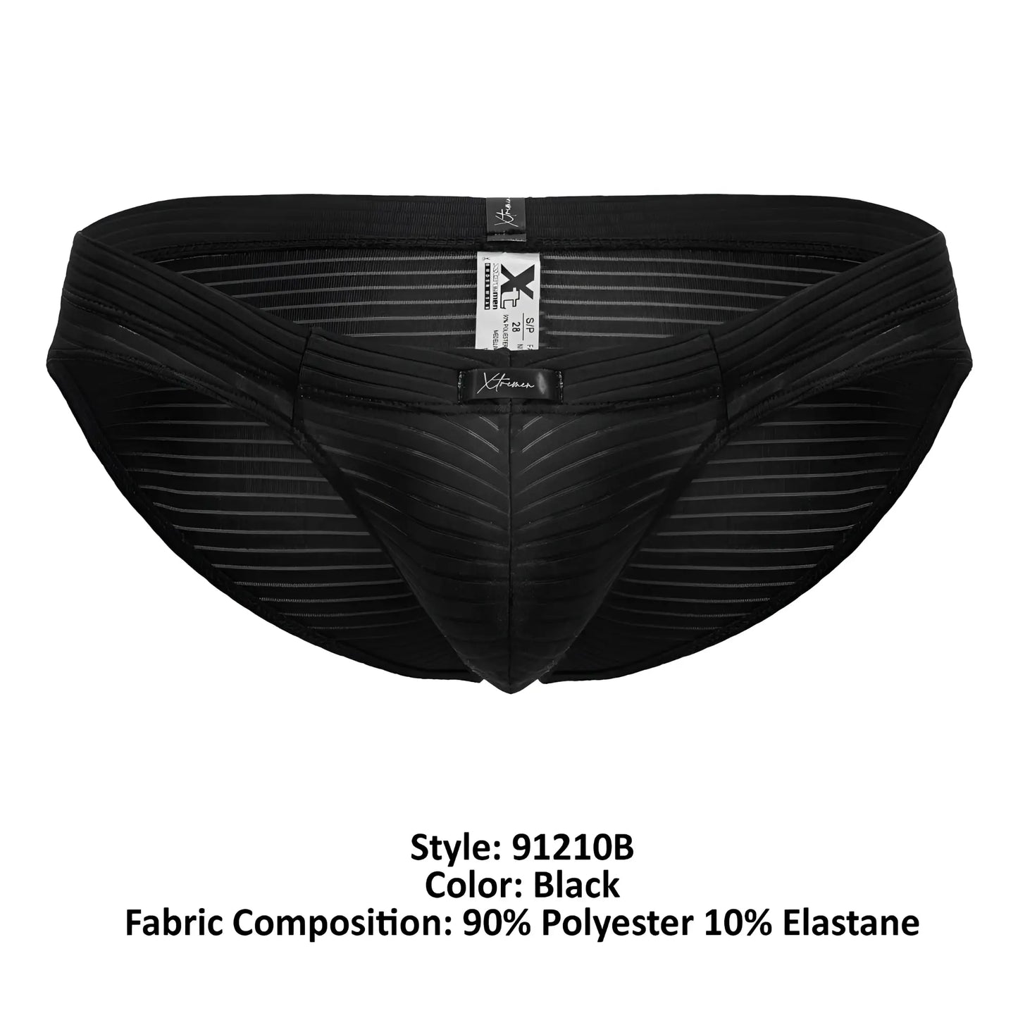 Black xtremen 91210b microfiber briefs with subtle striped texture and reinforced waistband for comfort and support