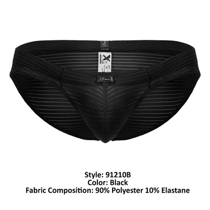 Black xtremen 91210b microfiber briefs with subtle striped texture and reinforced waistband for comfort and support
