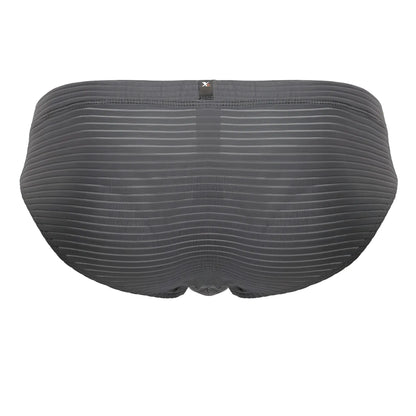 Dark gray xtremen 91210b microfiber briefs with subtle horizontal ribbing and a black brand tag at the waistband