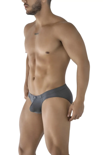 Xtremen 91210b gray microfiber men’s briefs with contoured design and subtle stitching details
