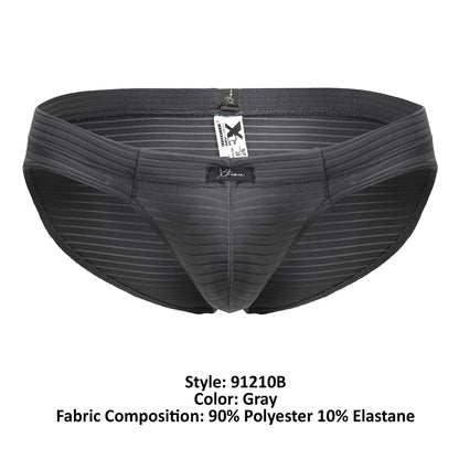 Gray striped men’s briefs xtremen 91210b made of 90% polyester and 10% elastane microfiber material