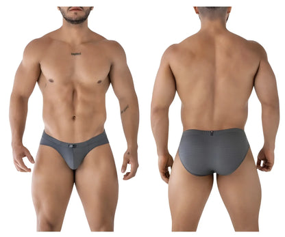 Gray xtremen 91210b microfiber briefs with a subtle ribbed pattern and small brand logo on the front