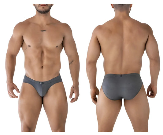 Gray xtremen 91210b microfiber briefs with a subtle ribbed pattern and small brand logo on the front