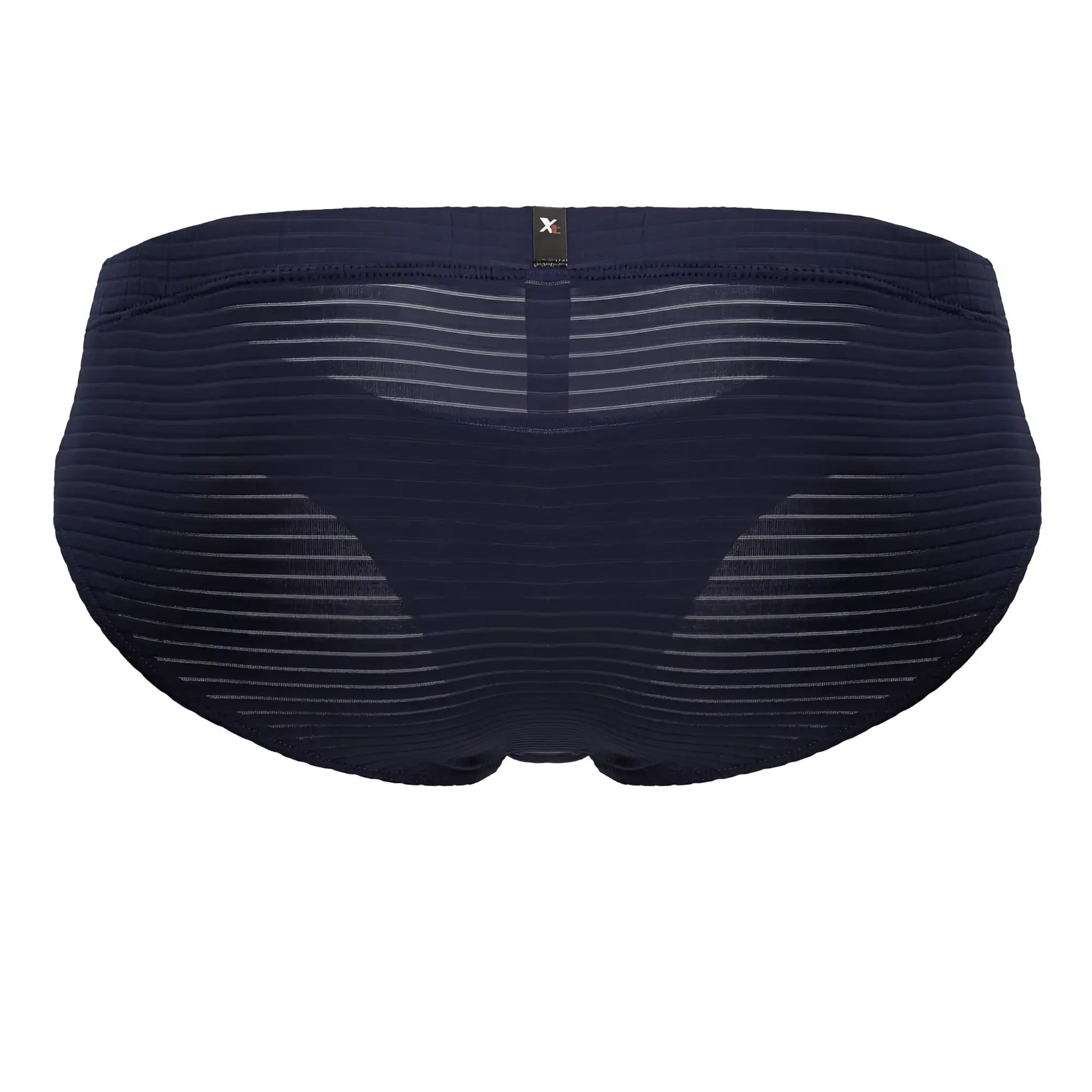 Dark navy blue xtremen 91210b microfiber briefs for men with subtle horizontal ribbed texture and black brand tag at waistband