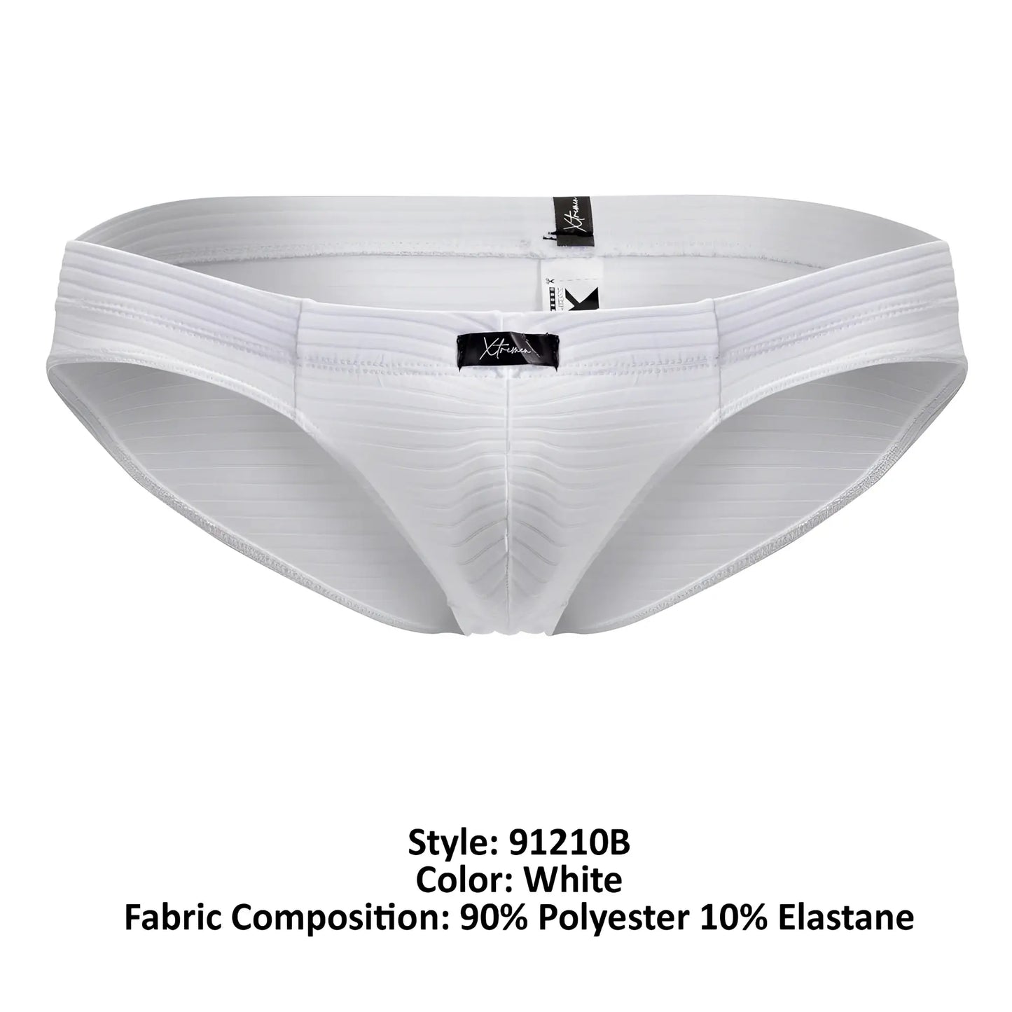 White xtremen 91210b microfiber briefs with ribbed texture and elastic waistband for comfortable support