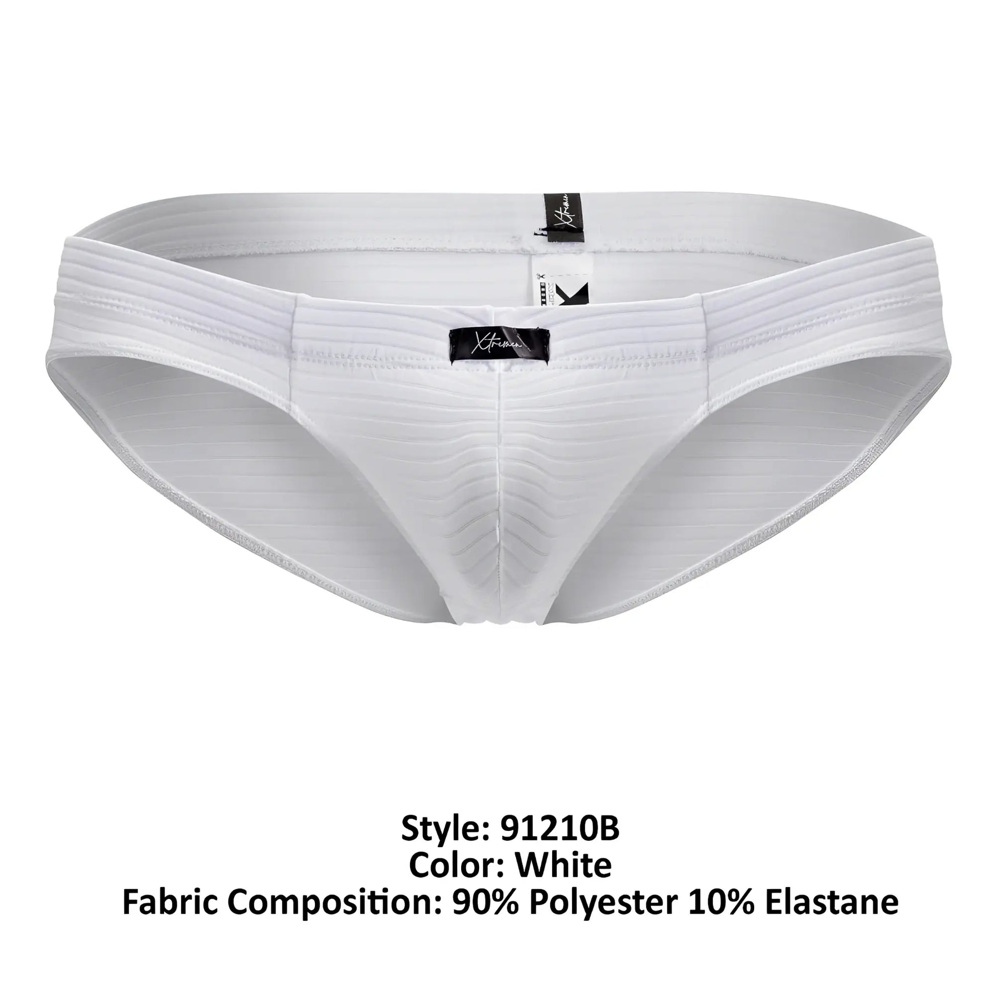 White xtremen 91210b microfiber briefs with ribbed texture and elastic waistband for comfortable support