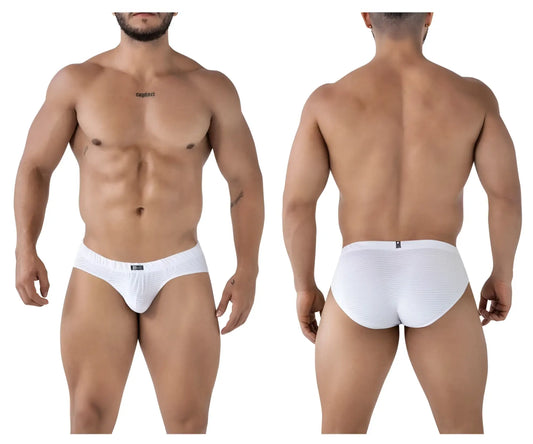 White xtremen 91210b microfiber briefs with subtle textured pattern and small logo on waistband