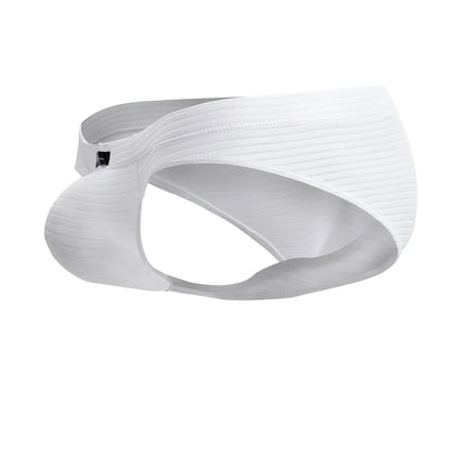 White xtremen 91210b microfiber briefs with a sleek contoured design made of ribbed cotton fabric