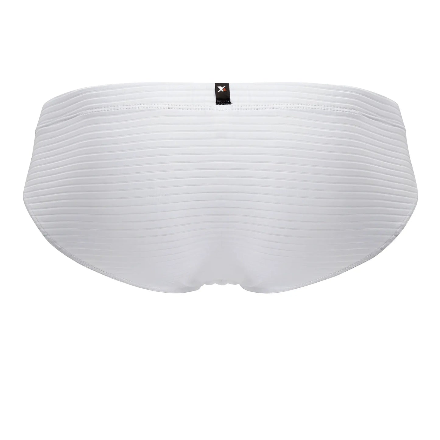 White xtremen 91210b microfiber briefs with ribbed texture and black brand tag at the waistband
