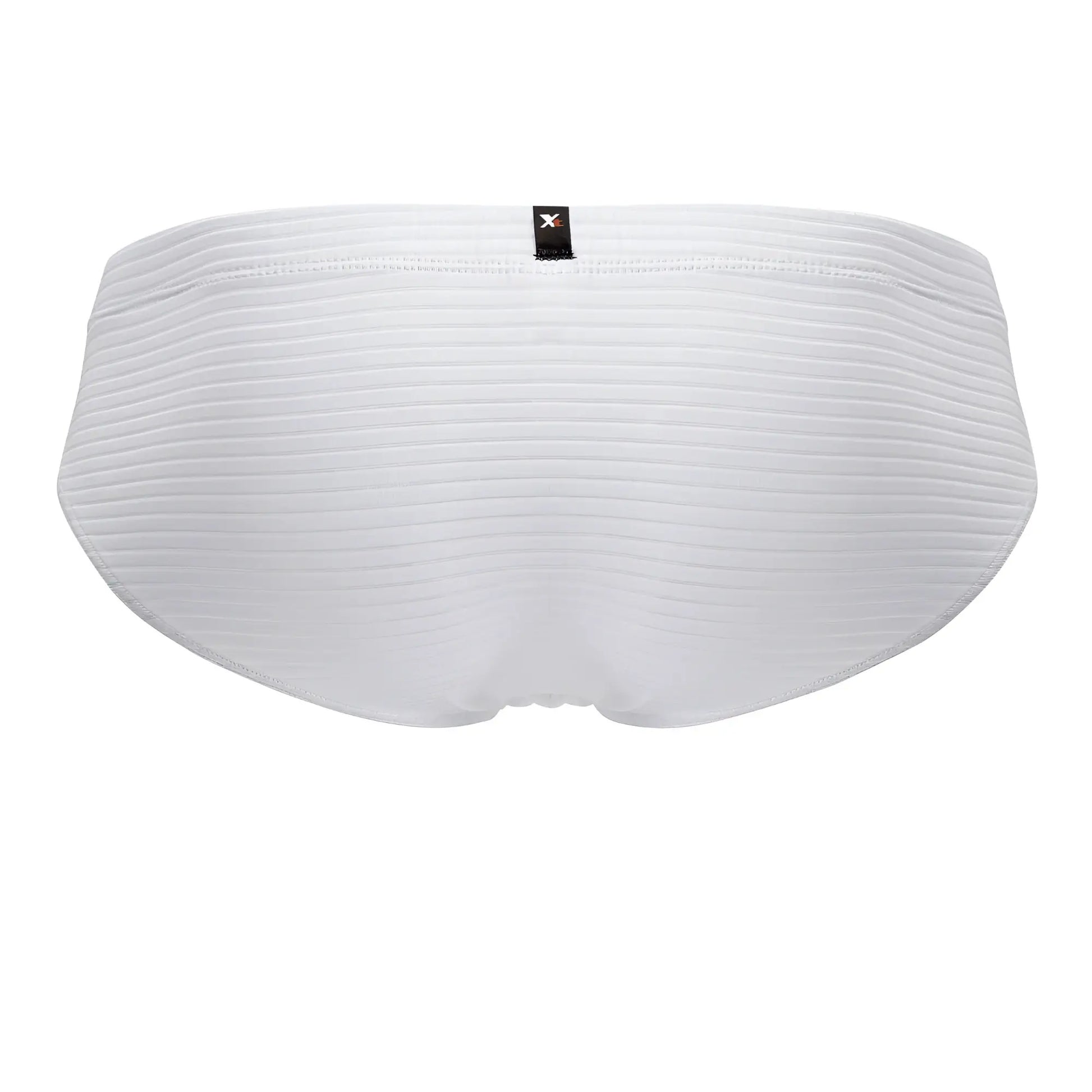 White xtremen 91210b microfiber briefs with ribbed texture and black brand tag at the waistband