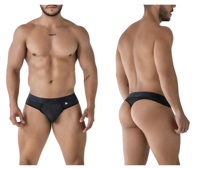 Black xtremen 91211b microfiber thongs with snug fit and small logo on waistband