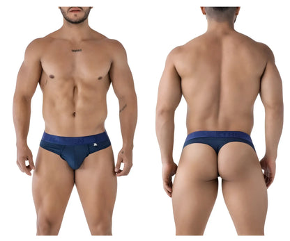 Navy blue Xtremen 91211B microfiber men’s briefs with subtle textured fabric and branded waistband visible from the back