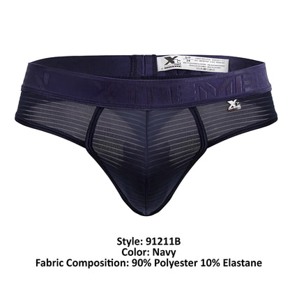 Navy xtremen 91211b microfiber men’s thong with mesh front panel elastic waistband and xg logo on the side
