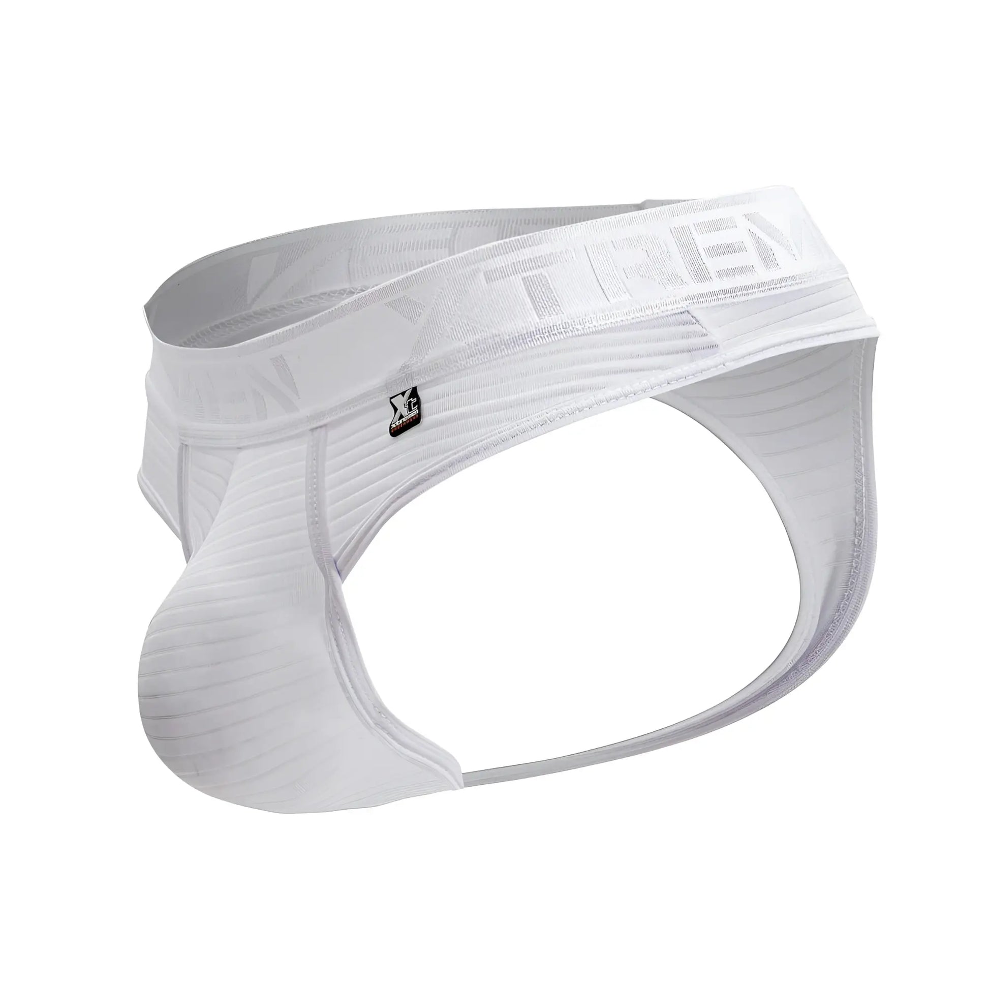 White xtreme men’s briefs with ribbed microfiber fabric and elastic waistband featuring xtreme logo