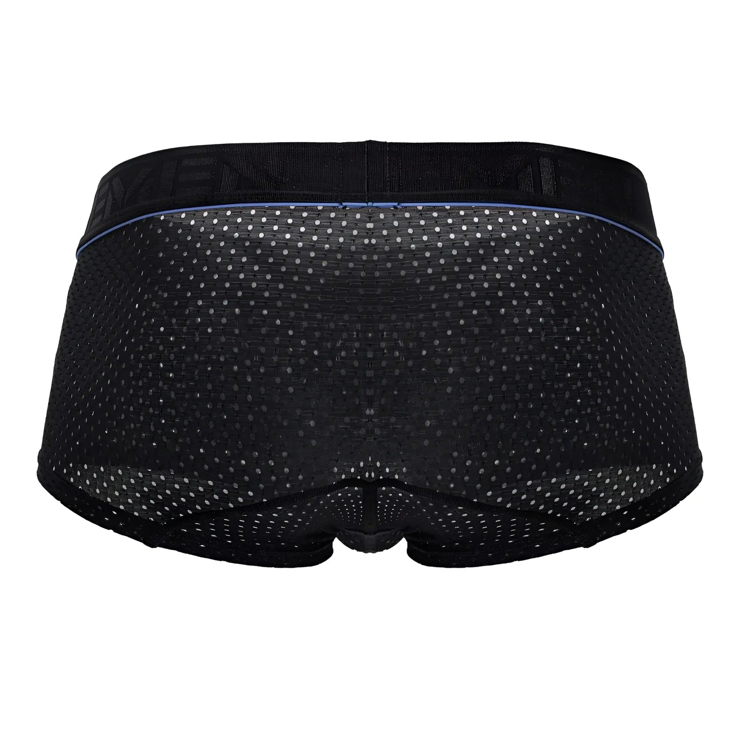 Xtremen 91212b microfiber trunks in black with black mesh briefs featuring a subtle perforated pattern and blue trim