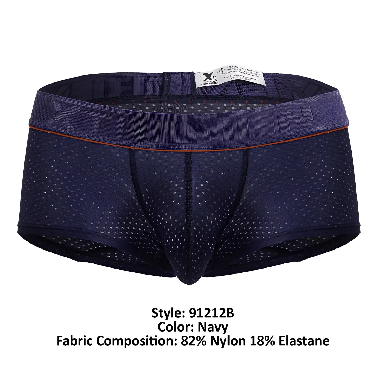 Navy xtremen 91212b microfiber athletic briefs with perforated mesh and elastic waistband featuring xtreme brand name