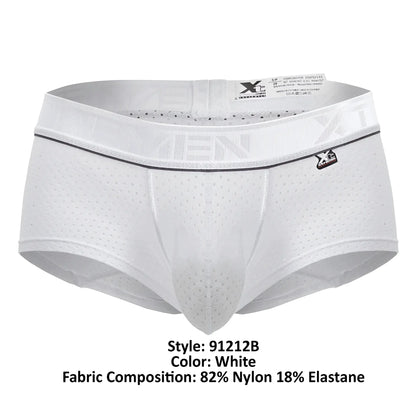 White xtremen 91212b microfiber trunks with perforated mesh design black waistband trim and x-treme logo patch