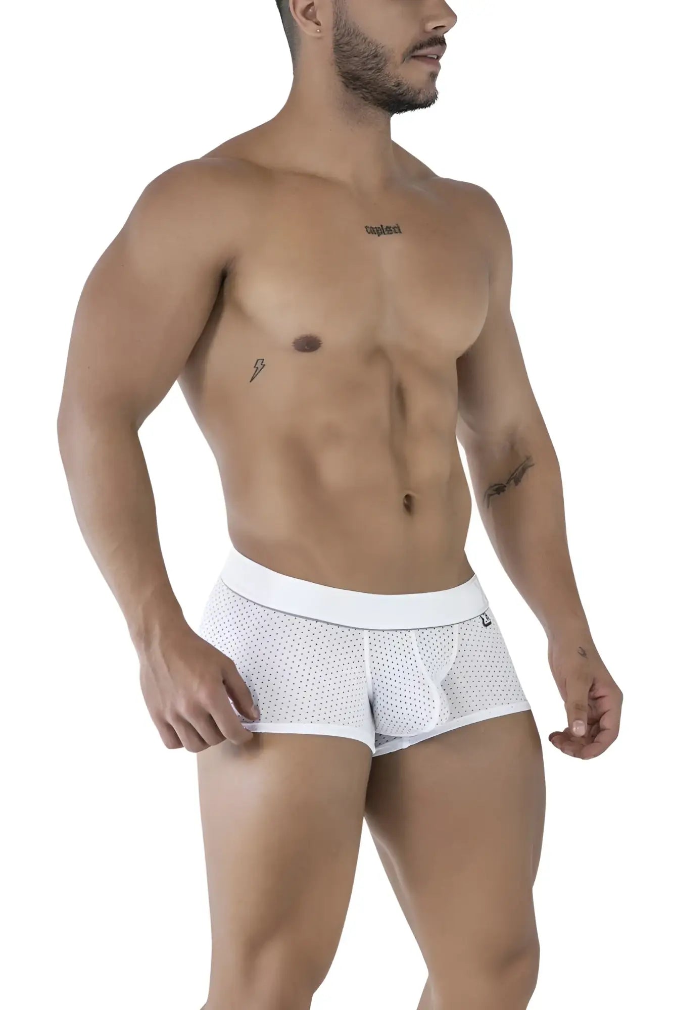 White mesh xtremen 91212b microfiber trunks with a solid white waistband for comfortable support