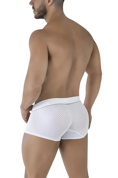White mesh briefs with a solid white waistband in xtremen 91212b microfiber trunks color white