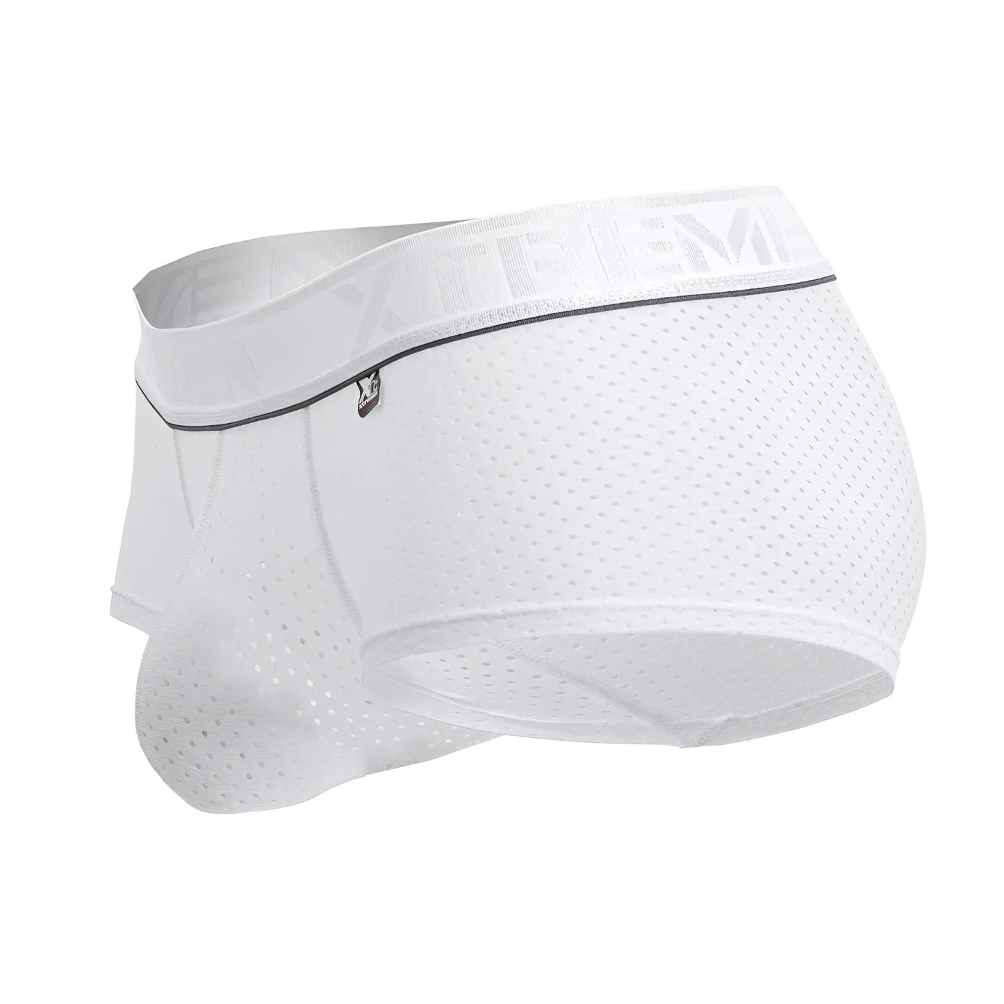White xtremen 91212b microfiber trunks with mesh fabric gray trim and athem embroidered waistband