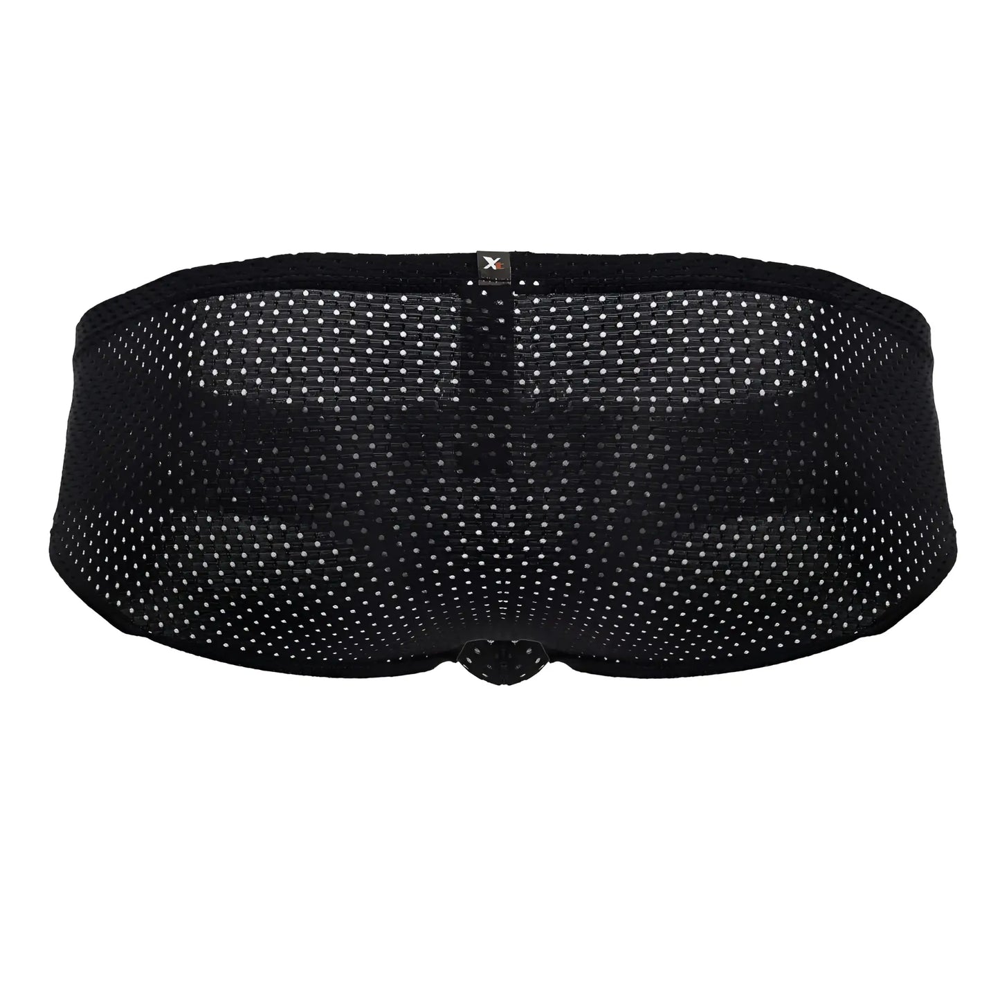 Black Xtremen 91213B microfiber briefs with mesh fabric, subtle white dot pattern, and small brand tag at waistband