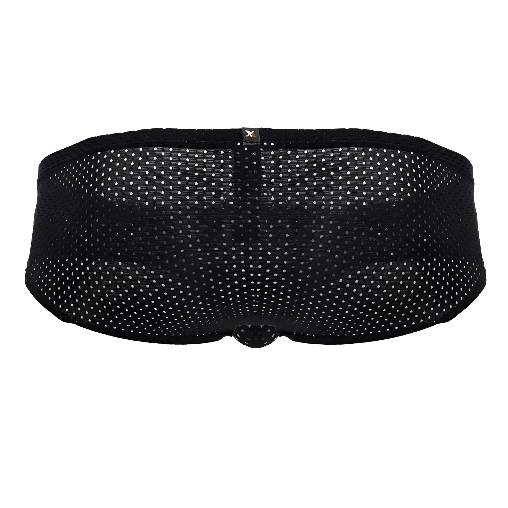 Black Xtremen 91213B microfiber briefs with mesh fabric, subtle white dot pattern, and small brand tag at waistband
