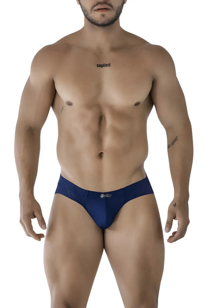 Navy microfiber men’s briefs xtremen 91213b with a subtle textured pattern along the waistband