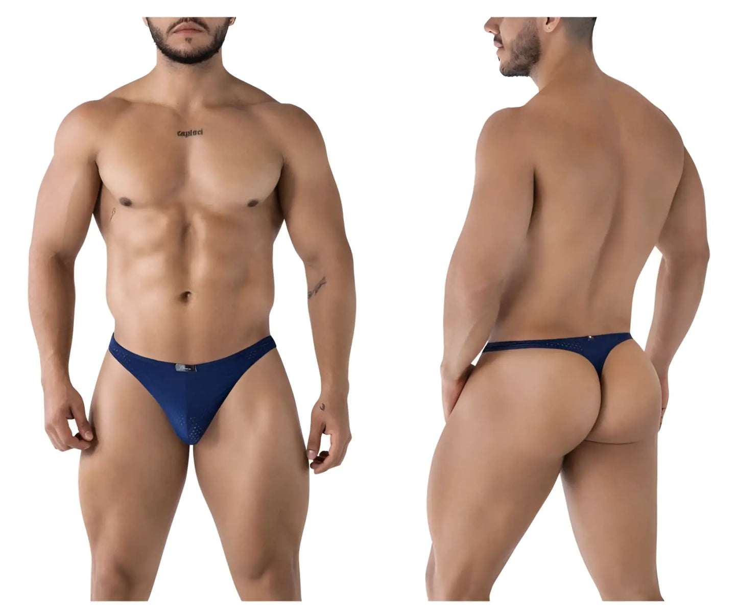 Navy blue Xtremen 91214B microfiber mesh briefs with a small metallic logo on the front