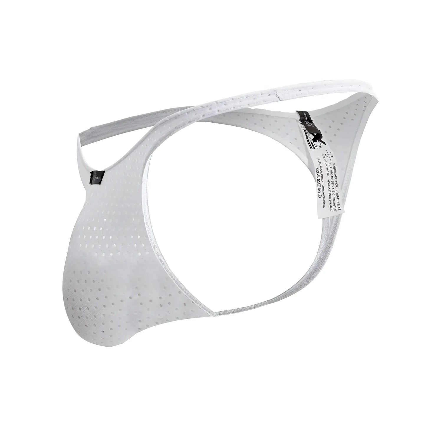 White xtremen 91214b microfiber thongs with perforated mesh fabric and sleek form-fitting design for men