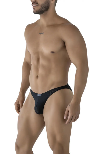 Xtremen 91215b microfiber bikini black mesh briefs with sleek form-fitting design visible from the back side