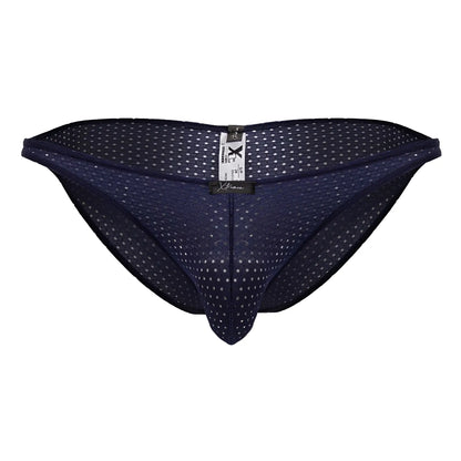 Dark blue xtremen 91215b microfiber bikini briefs with a subtle white polka dot pattern